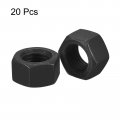 Uxcell 3 8-24 Unf Hex Nuts Carbon Steel Grade 8 Black Oxide Hexagon Nut For Screw Bolt 20 Of Pack