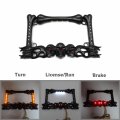 Httmt- 3d Black Skull Flame Bone License Plate Frame W Led Run Brake Turn Compatible With H-d Kawasaki P N Mt294-006a-bk