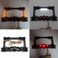 Httmt- 3d Black Skull Flame Bone License Plate Frame W Led Run Brake Turn Compatible With H-d Kawasaki P N Mt294-006a-bk