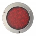 Fortpro 4 Red Round Tail Stop Turn Led Light With 16 Sq Leds And Lens Steel Flange Mount Stainless Ring F235497 