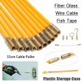 13 Feet Fiberglass Fish Tape Cable Rods Electrical Wire Running Pull Push Kit With Hook And Hole Rod Yellow