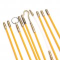 13 Feet Fiberglass Fish Tape Cable Rods Electrical Wire Running Pull Push Kit With Hook And Hole Rod Yellow
