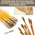 13 Feet Fiberglass Fish Tape Cable Rods Electrical Wire Running Pull Push Kit With Hook And Hole Rod Yellow