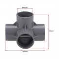 Uxcell 4-way Elbow Pvc Pipe Fitting Furniture Grade 40mm Size Tee Corner Fittings Gray