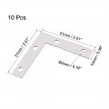 Uxcell Flat Angle Bracket Plate L Shape Repair Joining Support Brace 51mmx51mm Silver Tone 10pcs