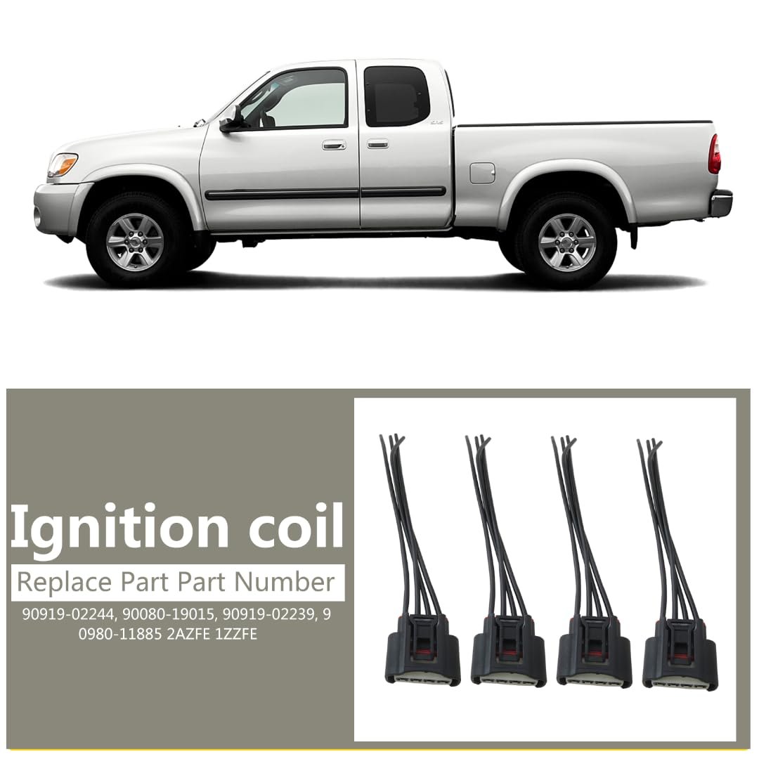 4x Ignition Coil Female Connector Plug Harness For 2002 To 2010 Toyota Camry 2 4l Replaces Part Numbers 90919-02244 90080-19015