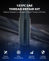 Sae Thread Repair Kit 172pc Restorer Set With 4 In 5 16 3 8 7 1 2 Sizes Heat Treated Steel Stripped Fixer For Automotive