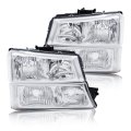 Headlight Assembly For 2003-2006 Chevy Silverado 1500 2500 3500 Hd Models Fit 03-06 Avalanche Fit No Cladding Only Clear Lens 