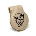 Dodge Demon Logo Beige Leather Magnetic Sunglass Holder Car Sun Visor Mount Clip Official Licensed Accessory 2 5 In X 3 38 