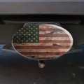Rustic American Usa Flag Distressed Oval Tow Trailer Hitch Cover Plug Insert