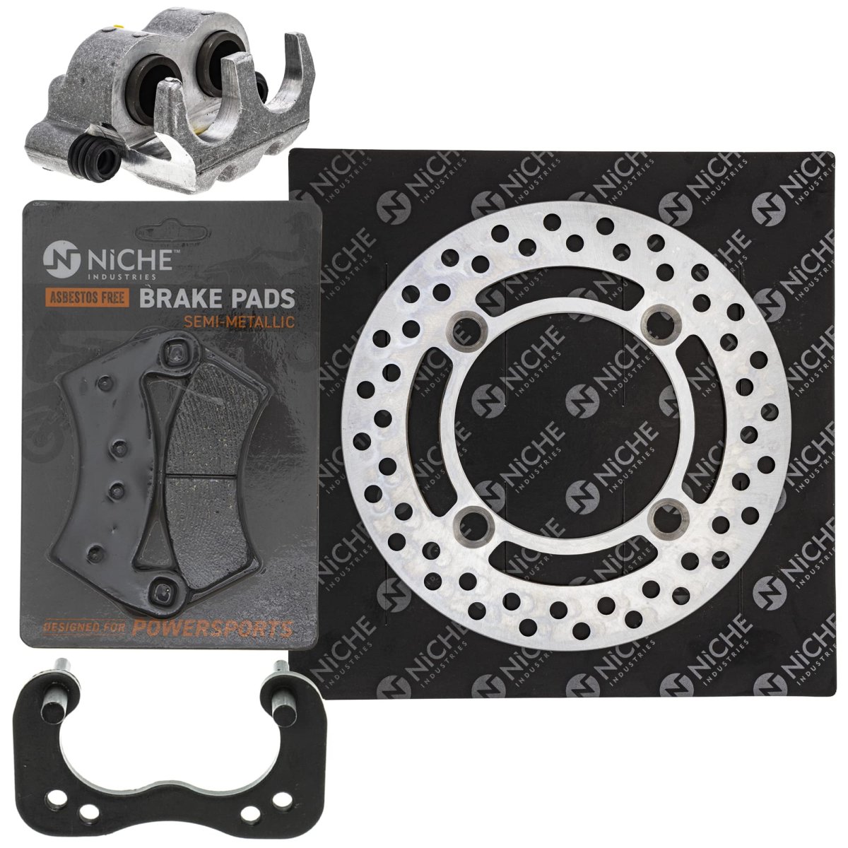 Niche Rear Left Brake Rotor Caliper Pad Kit For Polaris Rzr 4 Xp 900