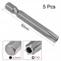 Uxcell 5 Pcs T40 Magnetic Torx Screwdriver Bits 1 4 Inch Hex Shank 2-inch Length S2 Security Tamper Proof Screw Driver Kit