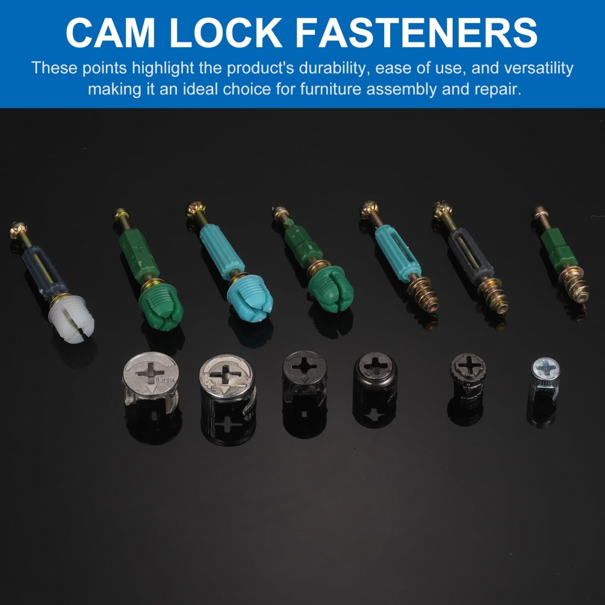 25set Furniture Connectors Kit 8x11 3mm Cam Lock Fitting With M6x40mm Dowel Fasteners 3-in-1 Fixing Screws Set For Splicing