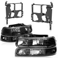 Auto Dynasty Headlights Assembly And Bumper Lamps Mount Brackets Set For 1999-2006 Chevy Silverado Suburban Tahoe 1500 2500 Hd 