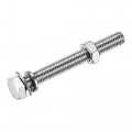 Uxcell M8 X 60mm Hex Head Screws Bolts Nuts Flat Lock Washers Kits 304 Stainless Steel Fully Thread Hexagon 4 Sets