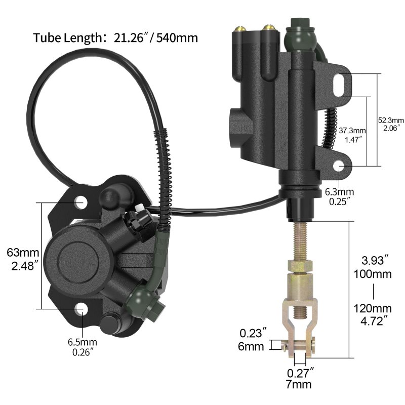 Rutu Rear Foot Brake Master Cylinder Disc Caliper Assembly Replacement For 50cc 70cc 90cc 110cc 125cc Chinese Atv Parts Quad