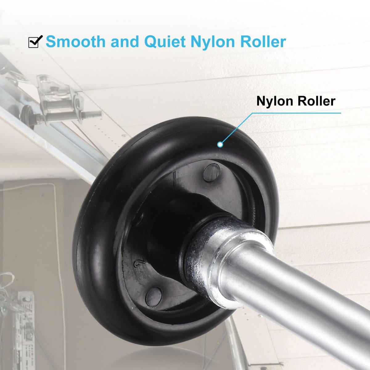 4pcs 1 8 Black Nylon Garage Door Rollers For 2 Track 4 25 Long Stem Quiet Wheels Bearing-free Design