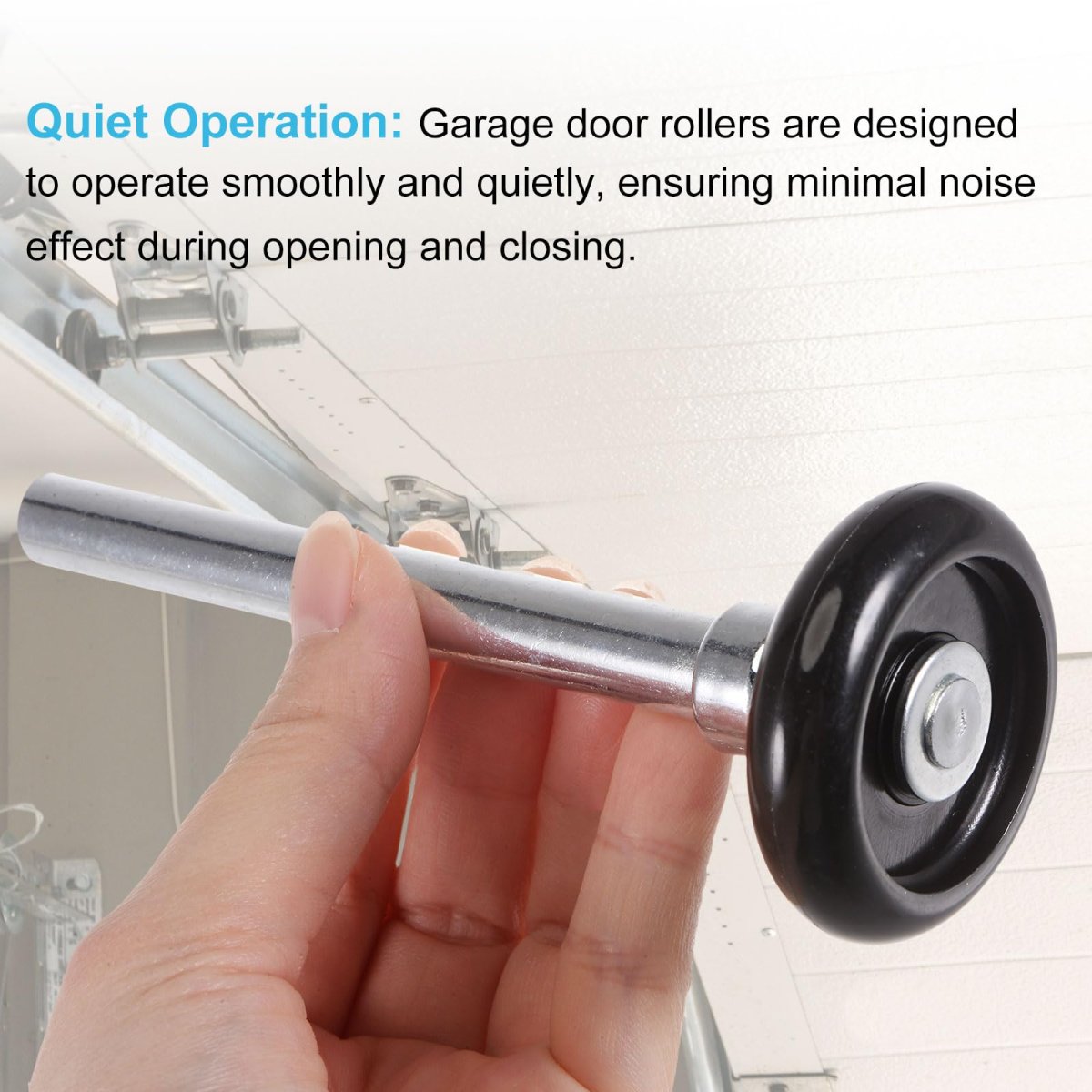 4pcs 1 8 Black Nylon Garage Door Rollers For 2 Track 4 25 Long Stem Quiet Wheels Bearing-free Design