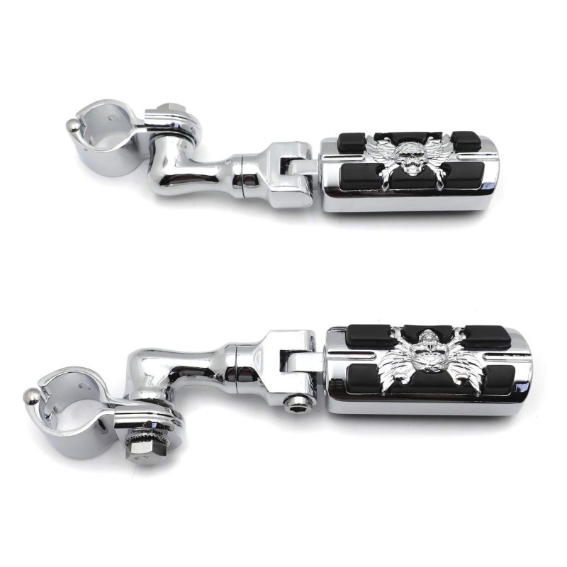Chrome Short Angled Peg Mounting Kit With Zombie Sull Foot For Bike 1-1 4 Inch Front Engine Guard Frame Tube Iron 883 Xl883n