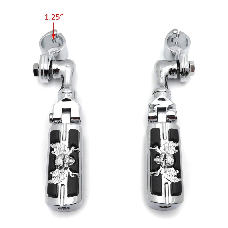 Chrome Short Angled Peg Mounting Kit With Zombie Sull Foot For Bike 1-1 4 Inch Front Engine Guard Frame Tube Iron 883 Xl883n