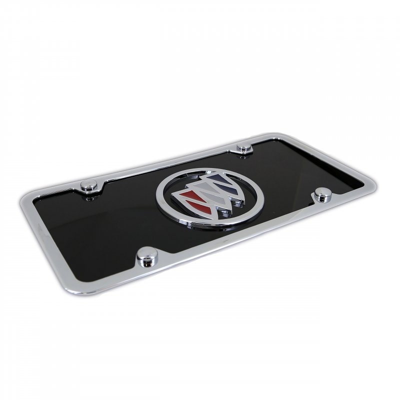 Buick Color Logo Black Acrylic License Plate With Chrome Frame Kit