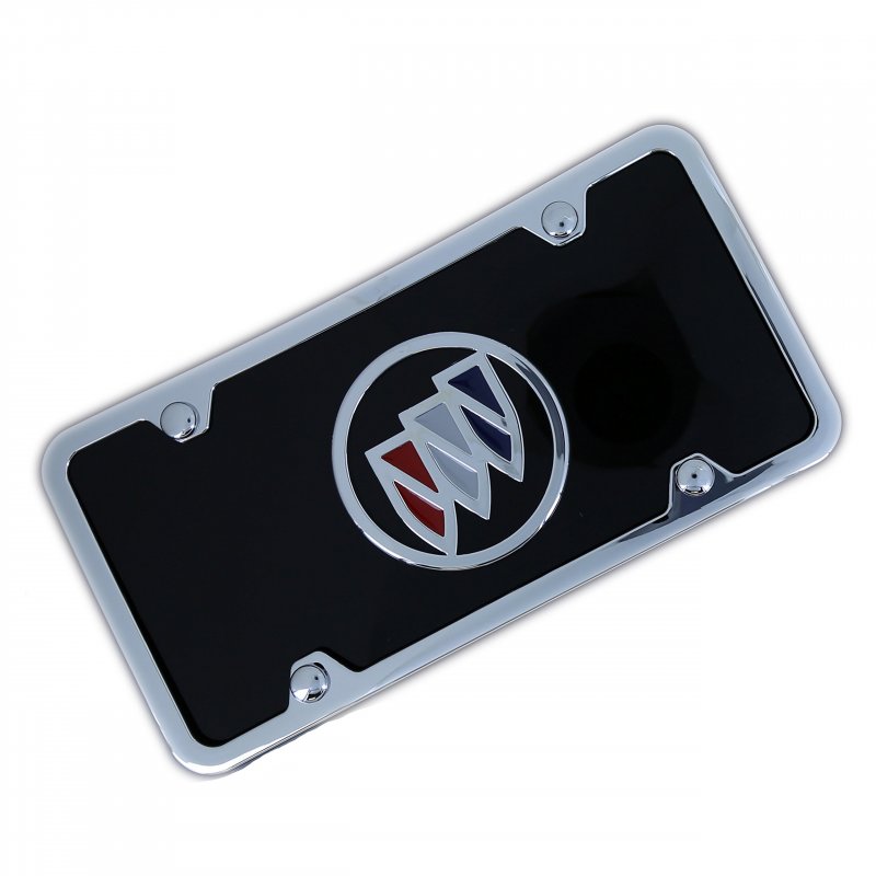 Buick Color Logo Black Acrylic License Plate With Chrome Frame Kit