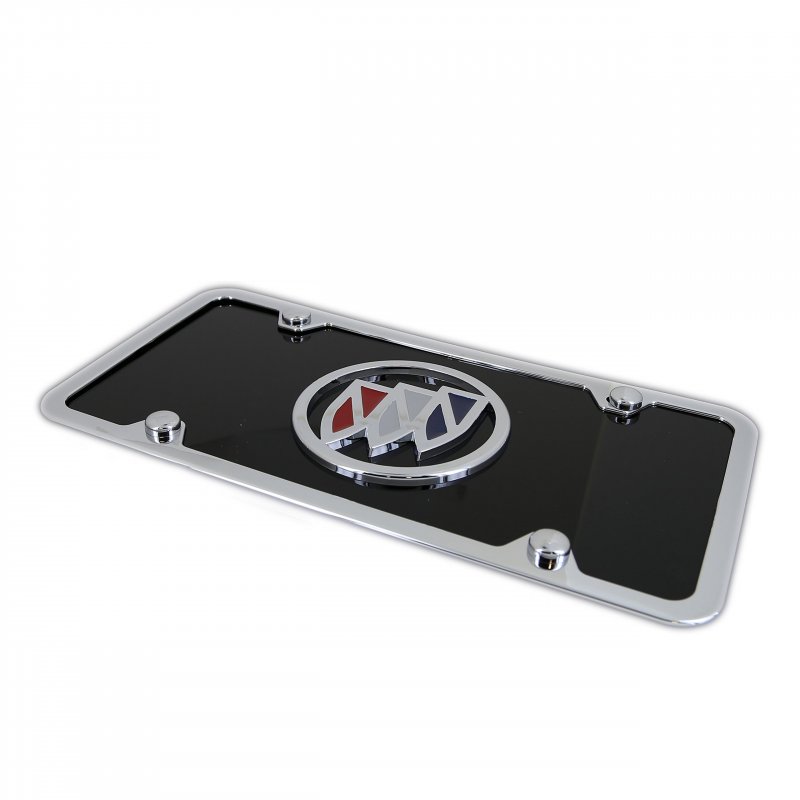 Buick Color Logo Black Acrylic License Plate With Chrome Frame Kit
