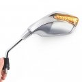 Kiwav Magazi Fist Chrome Mirrors With Auxiliary Led Running Light And Indicator Compatible For Bmw 