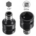 Uxcell Keyless Drill Chuck 0 8-10mm Capacity 3 8-24unf Thread With Hex Shank Adapter 1 2 Socket Square Converter For Electric