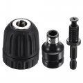Uxcell Keyless Drill Chuck 0 8-10mm Capacity 3 8-24unf Thread With Hex Shank Adapter 1 2 Socket Square Converter For Electric