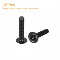 Uxcell Flanged Button Head Socket Cap Screws 25pcs M6x30mm 304 Stainless Steel Black Oxide Drive Fasteners Bolts Fully Thread