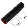 1 Set 40mm 57 Id 200mm 7 87 Length 0 Degree Black Red Car Silicone Hose With Clamps Coolant Universal 