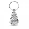 Ipick Image Made Clear Dome Real Silver Carbon Fiber Chrome Metal Teardrop Key Chain With Logo For Chrysler Pacifica