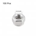 Uxcell 1 4-20 Unc Nylon Insert Hex Lock Nuts 304 Stainless Steel Plain Finish 100pcs