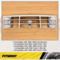 Kuafu Front Grille Compatible With 1992-1997 Ford Bronco F-150 F-250 F-350 Hd Replacement For E4tz8200 Fo1200442 Bumper Grill
