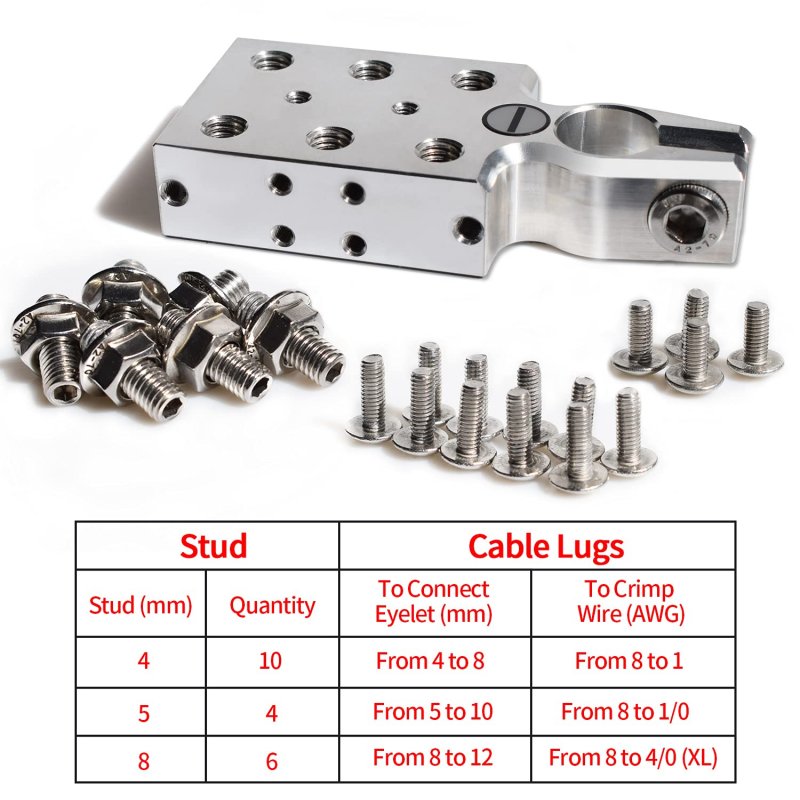 20 Stud Agm Battery Post Terminal Distribution Block For 8awg To 4 0 Xl Gauge Wire Tapered Top Sae Din En Model A20