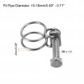 Uxcell 6pcs Double Wire Hose Clamp 36-40mm Adjustable Stainless Steel Clips With M6 Bolt For Dust Collection Pump Pipe