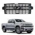 Waltyotur Replacement For Silverado 1500 2019 2020 2021 Front Upper Grille Black With Chrome Molding