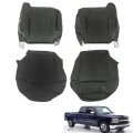 Front 4pcs Seat Cover Bottom And Lean Back Graphite Black Leather Replacement For 1999 2000 2001 2002 Silverado Sierra 
