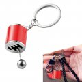 Gkmow Pack-1 Car Shifter Keyring Universal Polished Metal Chain Model 6 Speed Gear Mini Key Clip Red 