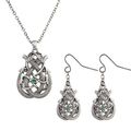 Mystica Collection Celtic Dragon Pewter Necklace Earrings Jewelry Set Of 2 