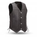 First Mfg Co Gun Slinger Men S Motorcycle Biker Riding Black Leather Vest 3x Large Side Lacing 