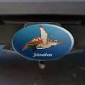 Personalized Custom 1 Line Sea Turtle Oval Tow Trailer Hitch Cover Plug Insert