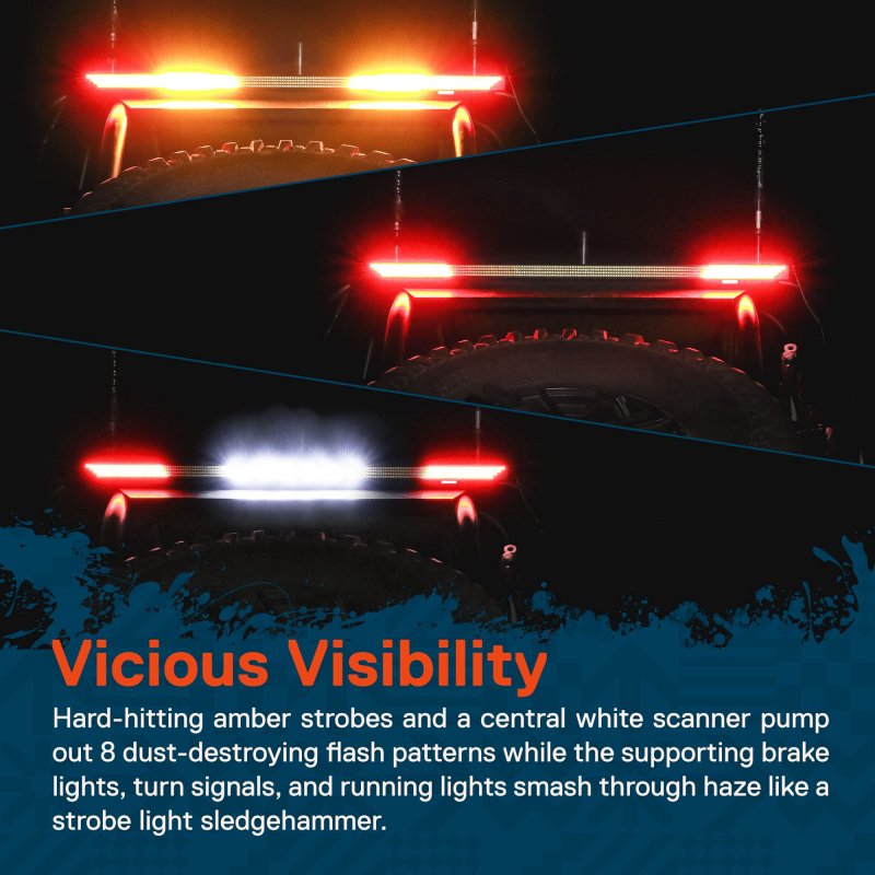 35 In Led Chase Light Bar With White Sequential Scanner Red Tail Brake And Amber Turn Signal Ip67 Waterproof For Atv Utv Truck