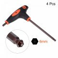 Uxcell 6mm Ball End Hex Key T-handle Wrench Spanner Metric S2 Steel 4 Pcs