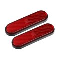 Front Lower Fork Reflector Sticker Rear Saddlebag Side Visibility Stripe Kit Universal Oval Red 2 Pcs 
