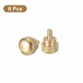 Uxcell M3x5mm Knurled Thumb Screws 6pcs Brass Bolts With Shoulder Grip Knobs Fasteners Tone