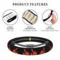 Rock N Roll Guitar Fire Steering Wheel Covers Anti Slip Elasticity Car Accessories Protector Universal 15 Inch For Cars Suv