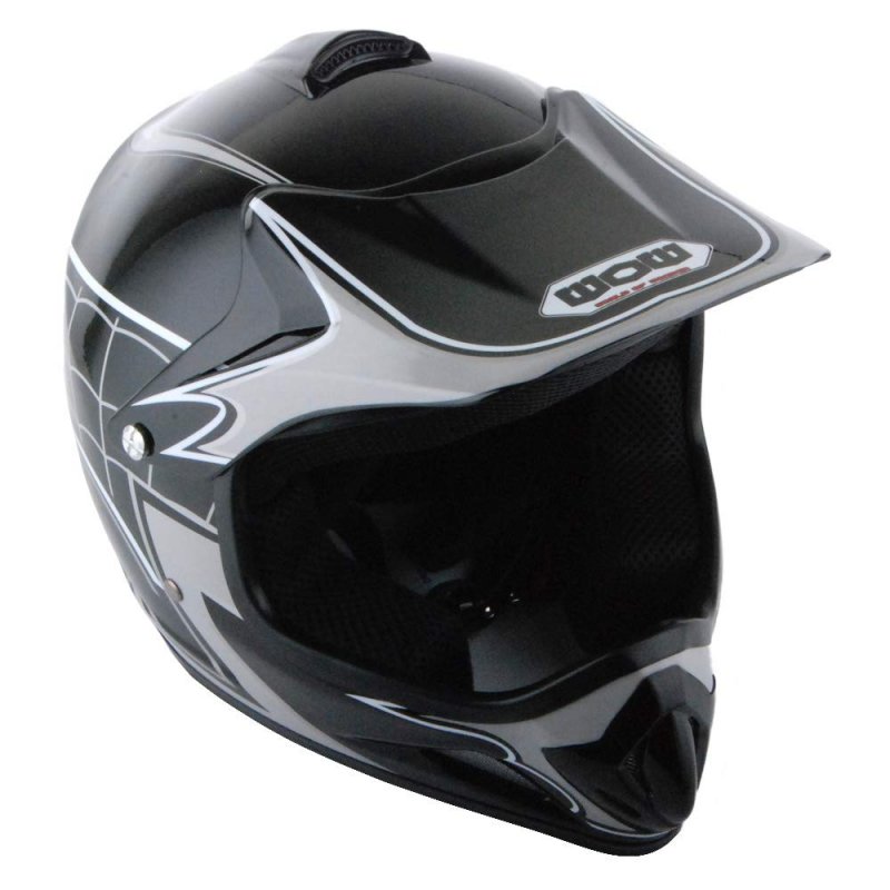 Wow Youth Motocross Helmet Bmx Mx Atv Dirt Bike Spider Web Black Goggles Martian Glove Bundle