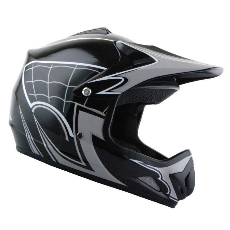 Wow Youth Motocross Helmet Bmx Mx Atv Dirt Bike Spider Web Black Goggles Martian Glove Bundle